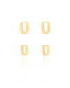Dupla de Argolas Quadradas Lisas Banhado a Ouro 18K