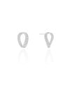 Brinco Oval Torcido Cravejado Cristal Texturizado 1.6 cm Ródio Branco