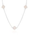 Choker Elos Trevos Tom Madrepérola 1.0 cm Ródio Branco
