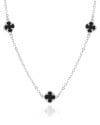 Choker Elos Trevos Tom Onix 1.0 cm Ródio Branco