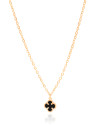 Gargantilha Elos Trevo Tom Onix Banhado a Ouro 18K - 40 cm