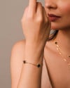 Pulseira Elos Trevos Tom Onix Banhado a Ouro 18K