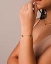 Pulseira Elos Trevos Tom Rubi Banhado a Ouro 18K