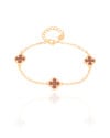 Pulseira Elos Trevos Tom Rubi Banhado a Ouro 18K