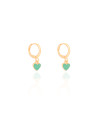 Brinco Infantil Argola Coração Verde 2.2 cm Banhado a Ouro 18K