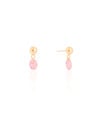 Brinco Infantil Bolinha Safira Rosa Oval Banhado a Ouro 18K