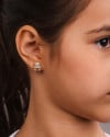 Brinco Infantil Ursinho Coração Cravejado Cristal Banhado a Ouro 18K