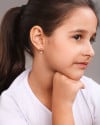Brinco Infantil Coroa Gota Cristal Banhado a Ouro 18K