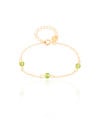 Pulseira Infantil Elos Cristais Ligth Green 4 mm Banhado a Ouro 18K