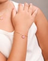 Pulseira Infantil Boboleta Rosa Banhado a Ouro 18K