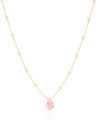 Gargantilha Infantil Bolinhas Cristal Oval Safira Rosa Banhado a Ouro 18K - 30 cm
