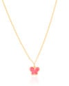 Gargantilha Infantil Elos Borboleta Rosa Banhado a Ouro 18K - 30 cm