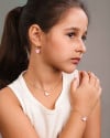 Gargantilha Infantil Elos Borboleta Rosa Banhado a Ouro 18K - 30 cm