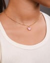 Gargantilha Infantil Elos Borboleta Rosa Banhado a Ouro 18K - 30 cm
