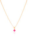 Gargantilha Infantil Trevo Rosa 7 mm Banhado a Ouro 18K - 35 cm