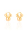 Brinco Argola Fecho Italiano Bolas Lisas 2.5 cm Banhado a Ouro 18K