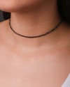 Choker Hematita Grafite 2 mm Ródio Branco