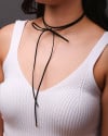 Cordão Camurça Preta Retângulo 4 mm Ródio Branco - 1,5 m