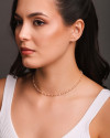 Choker Bolinhas Pêssego e Salmão 3 mm Ródio Branco