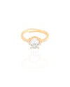 Anel Ajustável Cravejado Oval Cristal Tamanho Único Banhado a Ouro 18K