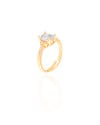 Anel Ajustável Cravejado Oval Cristal Tamanho Único Banhado a Ouro 18K