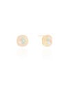 Brinco Quadrado Ponto de Luz Safira Sky Cravejado Cristal Banhado a Ouro 18K