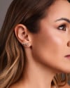 Ear Cuff Borboletas Lisas e Cravejadas Cristal Banhado a Ouro 18K