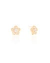 Brinco Flor Baguetes Cristal 1.3 cm Banhado a Ouro 18K