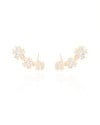 Ear Cuff Flores Cravejadas Cristal Banhado a Ouro 18K