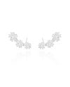 Ear Cuff Flores Cravejadas Cristal Ródio Branco