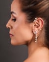 Ear Cuff Franja Pontos de Luz Cristal Banhado a Ouro 18K