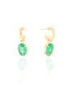 Brinco Argola Lisa Ponto de Luz Oval Turmalina 3.1 cm Banhado a Ouro 18K