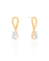 Brinco Gota Dupla Vazado Cristal Banhado a Ouro 18K