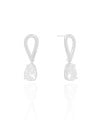Brinco Gota Dupla Vazado Cristal Ródio Branco