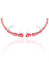 Ear Cuff Pontos de Luz Ovais Rubi Cravejado Cristal Ródio Branco