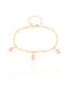 Pulseira Gomos Gotas Safira Rosa Banhado a Ouro 18K