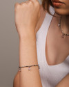 Pulseira Gomos Gotas Safira Rosa Ródio Branco