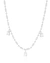 Gargantilha Gomos Gotas Cristal Ródio Branco - 40 cm