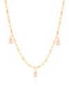 Gargantilha Gomos Gotas Safira Rosa Banhado a Ouro 18K - 40 cm
