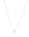 Gargantilha Veneziana Bolinhas Coração Cristal Ródio Branco - 45 cm