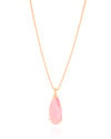 Gargantilha Longa Gota Safira Rosa 2.6 cm Banhado a Ouro 18K - 60 cm
