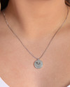 Gargantilha com Pingente Redondo Personalizado Ródio Branco