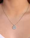 Gargantilha com Pingente Redondo Personalizado Ródio Branco