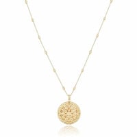 Relicário Longo Estrela Bolinhas Banhado a Ouro 18K
