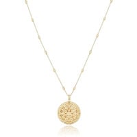 Relicário Longo Estrela Bolinhas Banhado a Ouro 18K