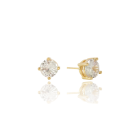Brinco Ponto de Luz Cristal 7 mm Banhado a Ouro 18K