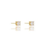 Brinco Ponto de Luz Zircônia Cristal 5 mm Banhado a Ouro 18K