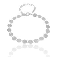 Pulseira Plaquinhas Flat Lisas Ródio Branco