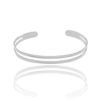 Bracelete Dois Filetes 6 mm Ródio Branco