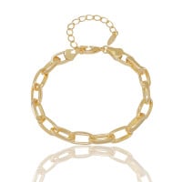 Pulseira Elos Lisos 6mm Banhado a Ouro 18K